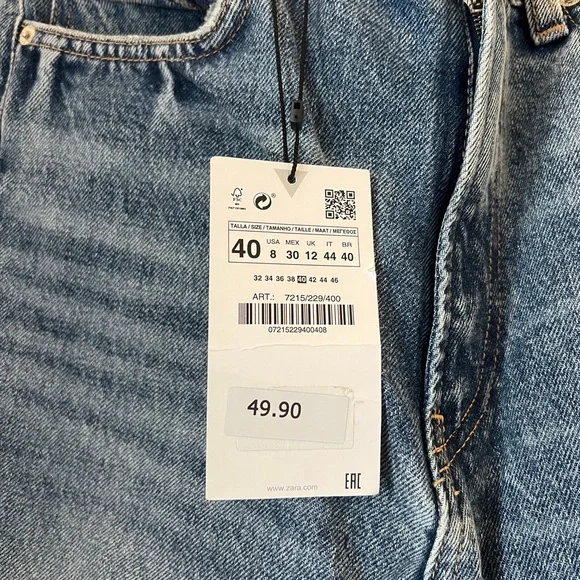 ZARA High Rise Wide Leg Split Jeans - Picture 5 of 6